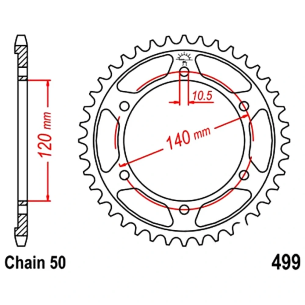Kettenrad 52Z Teilung 530 Innendurchmesser 120 Lochkreis 140 pa