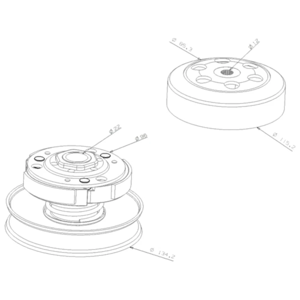 Wandlereinheit 107 mm 101 Octane passend für: Piaggio NRG, Zip,
