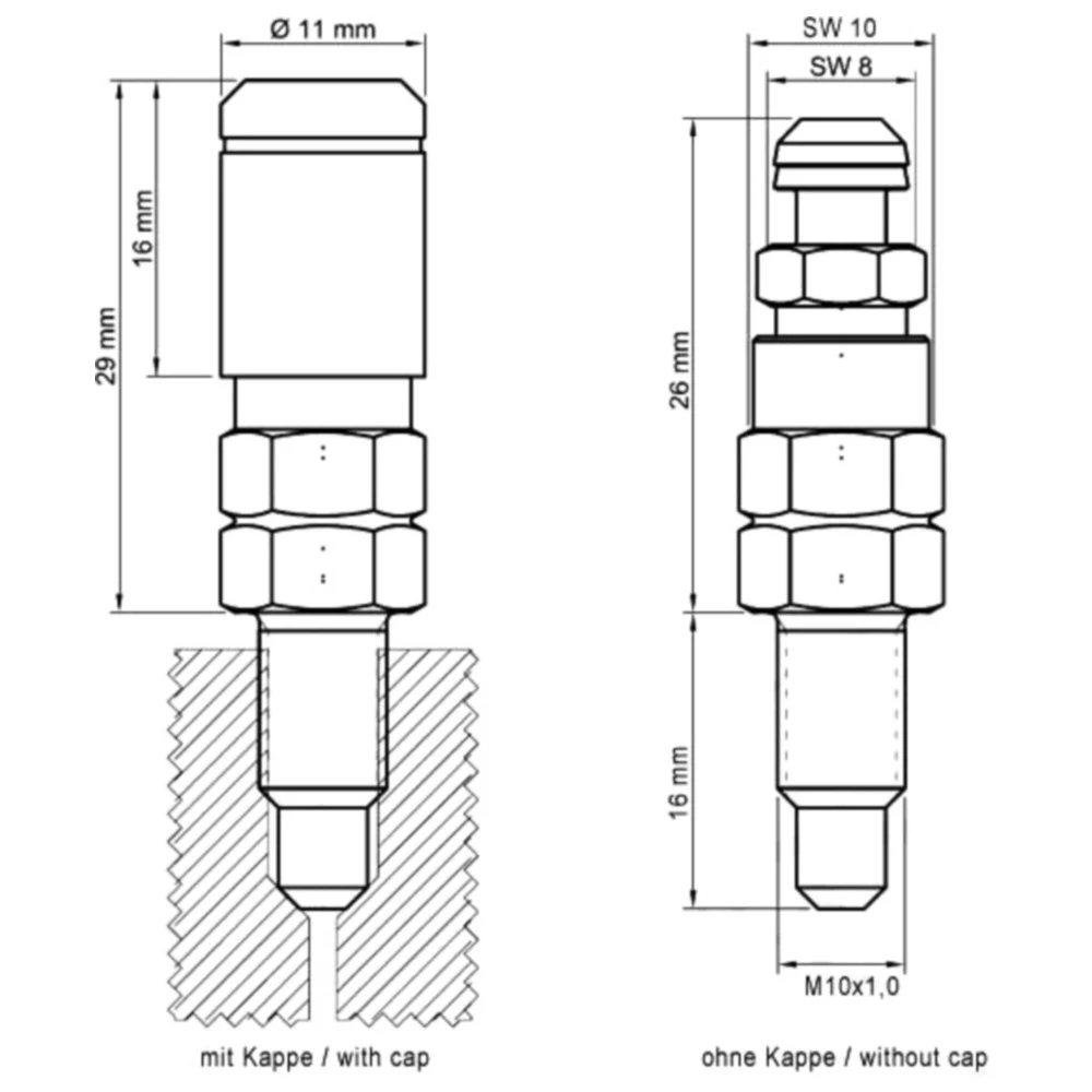 Entlüfterschraube mit Ventil M10X1 mm 16 mm passend für: BMW K,