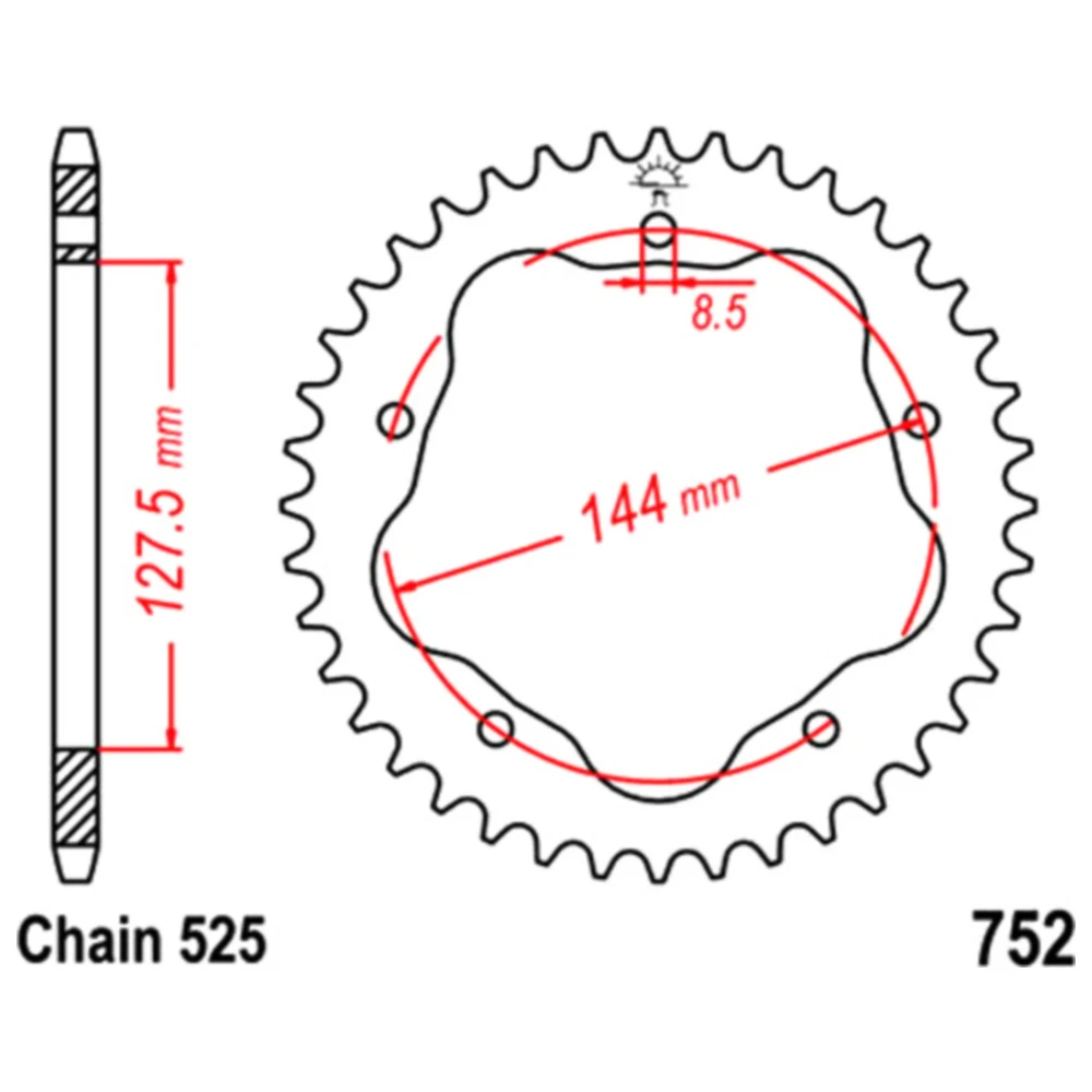 Alu - Kettenrad 41Z Teilung 525 silber für Kettenradträger 7585