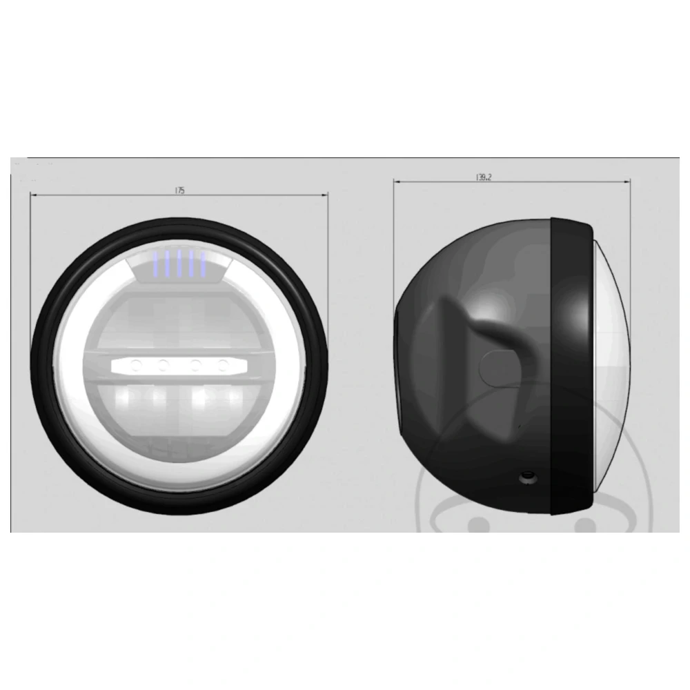 LED Scheinwerfer 6 1/2 Zoll schwarz für Motorräder_0