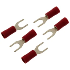 Gabel-Kabelschuh isoliert M4 0.5-1.5 mm² rot, 5 Stück
