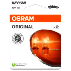 OSRAM Glühlampe 12V 5W W2.1X9.5D 2er Blister gelb