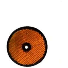 Rund gelber Rückstrahler mit Lochbefestigung 60 mm schwarzes Gehäuse