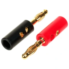 Bananenstecker-Set 10mm² rot/schwarz gold