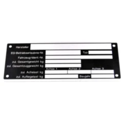Typenschild Anhänger aus Aluminium 150x58mm