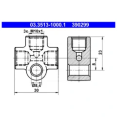 ATE Verteiler Bremsleitung 3X M10 x 1 für MERCEDES-BENZ, VOLVO