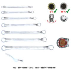 Doppelringschlüssel Satz Spezial 7-teilig 6-19 mm gekröpft