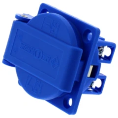 Schukosteckdose mit Deckel in Blau