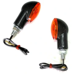 MINI INDICATOR CATEYE JMP SHORT CARBON ORANGE GLASS für: CUSTOM BIKES