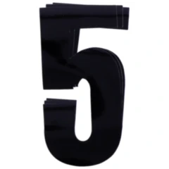 Startnummern NR.5 für BlackBird Racing - Set aus 3 schwarzer PVC-Nummern 13x7 cm