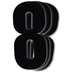 Startnummern Set NR.8 für BlackBird Racing - 3 Stück schwarz 13x7 cm