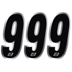 Startnummern NO.9 Black Bird Racing für Motorräder, 3 Stück chrom 15X7 cm