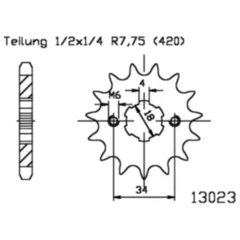 Ritzel 19Z Teilung 420 grobverzahnt 6 Innendurchmesser 18/20 passend für: E - Ton RXL