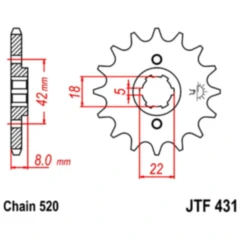 Vorderes Ritzel 14 Zähne Teilung 520 für Motorrad