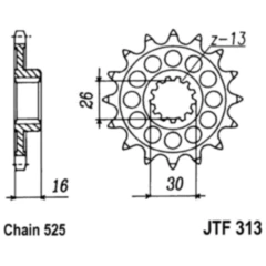 Ritzel 16Z Teilung 525 feinverzahnt Innendurchmesser 26/30 passend für: Honda VFR