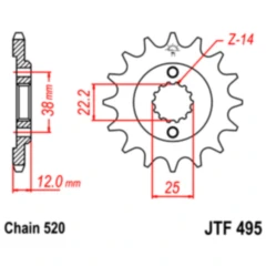 Ritzel 15Z Teilung 520 feinverzahnt Innendurchmesser 22. 2/25 passend für: Ducati Sport