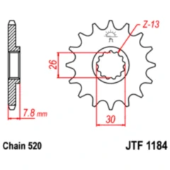 Ritzel 18Z Teilung 520 feinverzahnt Innendurchmesser 26/30 passend für: Triumph Scrambler, America, Bonneville