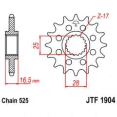 Racing-Ritzel 16Z Teilung 525 für: KTM, Suzuki