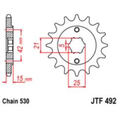 Ritzel 14Z Teilung 530 grobverzahnt 5 Innendurchmesser 21/25 passend für: Ducati Pantah, F1