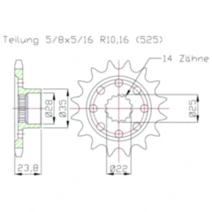 Racing - Ritzel 16Z Teilung 525 passend für: MV Agusta Brutale, F3, Dragster