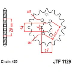 Ritzel 12Z Teilung 420 grobverzahnt 4 Innendurchmesser 14/17 passend für: Derbi Senda, GPR, Variant