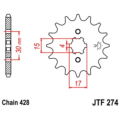 Ritzel 13Z Teilung 428 grobverzahnt 4 Innendurchmesser 15/17 passend für: Honda CRF, MTX