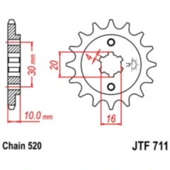 Ritzel 12Z Teilung 520 grobverzahnt 4 Innendurchmesser 16/20 passend für: Cagiva Mito, W8, Raptor