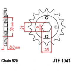 Ritzel 15Z Teilung 520 grobverzahnt 5 Innendurchmesser 21/25 passend für: Kymco MXU, Mxer