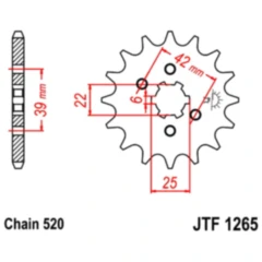 Ritzel 12Z Teilung 520 grobverzahnt 6 Innendurchmesser 22/25 passend für: CAN - AM DS