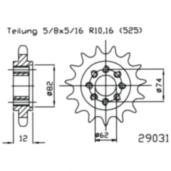 Ritzel 22Z Teilung 525 rund 17. 2/20 passend für: Gilera GP, Aprilia SRV
