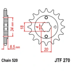 Ritzel 15Z Teilung 520 grobverzahnt 4 Innendurchmesser 18/20 passend für: SMC/Barossa Canyon, Cheetah/Stinger, Quarterback