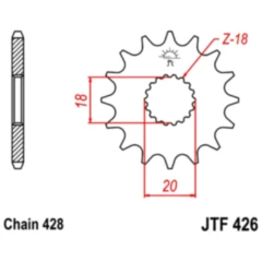 Ritzel 15Z Teilung 428 feinverzahnt Innendurchmesser 18/20 passend für: Mash Seventy Five, Seventy, Cafe Racer