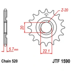 Ritzel 12Z Teilung 520 feinverzahnt Innendurchmesser 20/22. 2 passend für: Fantic XEF, XX, XE