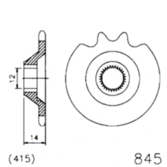 Ritzel 11Z Teilung 415 feinverzahnt Innendurchmesser 12/13 passend für: Zündapp CS, C, CX