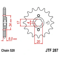 Ritzel 13Z Teilung 520 grobverzahnt 4 Innendurchmesser 17/20 passend für: Honda XL