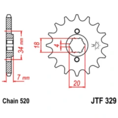 Ritzel 16Z Teilung 520 grobverzahnt 4 Innendurchmesser 18/20 passend für: Honda CA, MTX, TLR