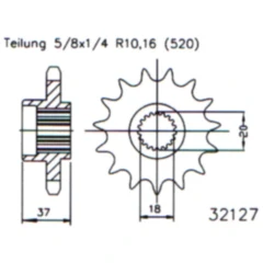 Ritzel 17Z Teilung 520 feinverzahnt Innendurchmesser 21. 4/25 passend für: Aeon Cobra, Overland