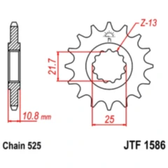 JT Sprockets 15 Zähne Feinverzahntes Ritzel 525 mit Innendurchmesser 21.6/25