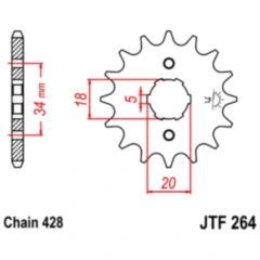 Ritzel 17Z Teilung 428 grobverzahnt 5 Innendurchmesser 18/20 passend für: Kymco Quannon, Maxxer, Stryker