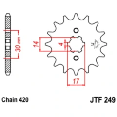 Ritzel 16Z Teilung 420 grobverzahnt 4 Innendurchmesser 14/17 passend für: Honda CRF, MSX, ANF