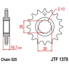 Ritzel 16Z Teilung 525 Alternative: 7260350 passend für: Honda CBR, CB, CRF