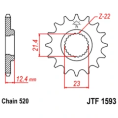 Ritzel 14Z Teilung 520 feinverzahnt Innendurchmesser 21. 4/23 passend für: Yamaha YFM
