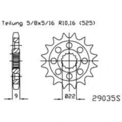 Racing - Ritzel 16Z Teilung 525 feinverzahnt Innendurchmesser 22/25 passend für: Benelli TNT, Tre - K, Tornado