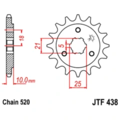 Vorderritzel 15 Zähne 520 Teilung grobverzahnt, passend für: JT Sprockets