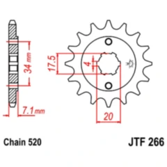 Ritzel 13Z Teilung 520 grobverzahnt 4 Innendurchmesser 17. 5/20 passend für: Honda CR, XR