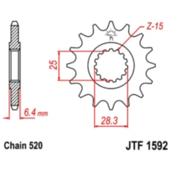 Ritzel 16Z Teilung 520 feinverzahnt Innendurchmesser 25/28 passend für: Yamaha YFM, YFZ