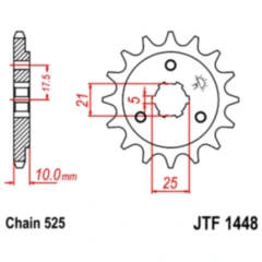 Ritzel 15Z Teilung 525 grobverzahnt 5 Innendurchmesser 21/25 passend für: Sachs Roadster