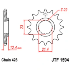 Ritzel 15Z für feinverzahnte Ketten 428