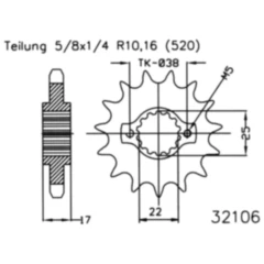 Ritzel 15Z Teilung 520 feinverzahnt Innendurchmesser 22/25 passend für: Ducati Monster